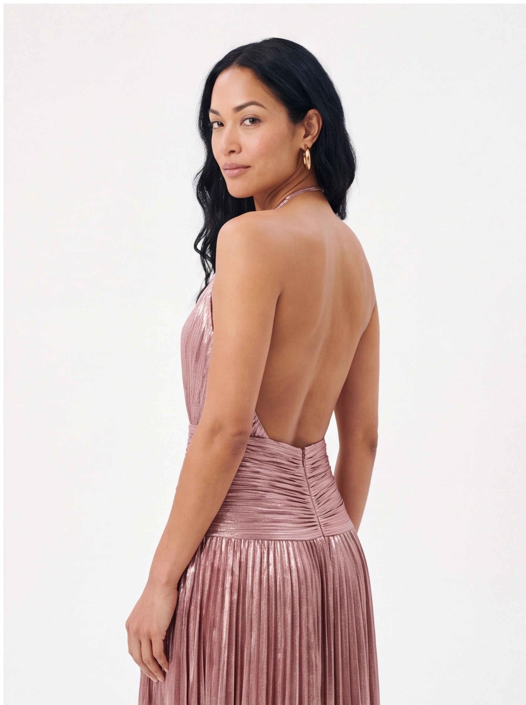Robe de Soirée Métallique Élégante Longue