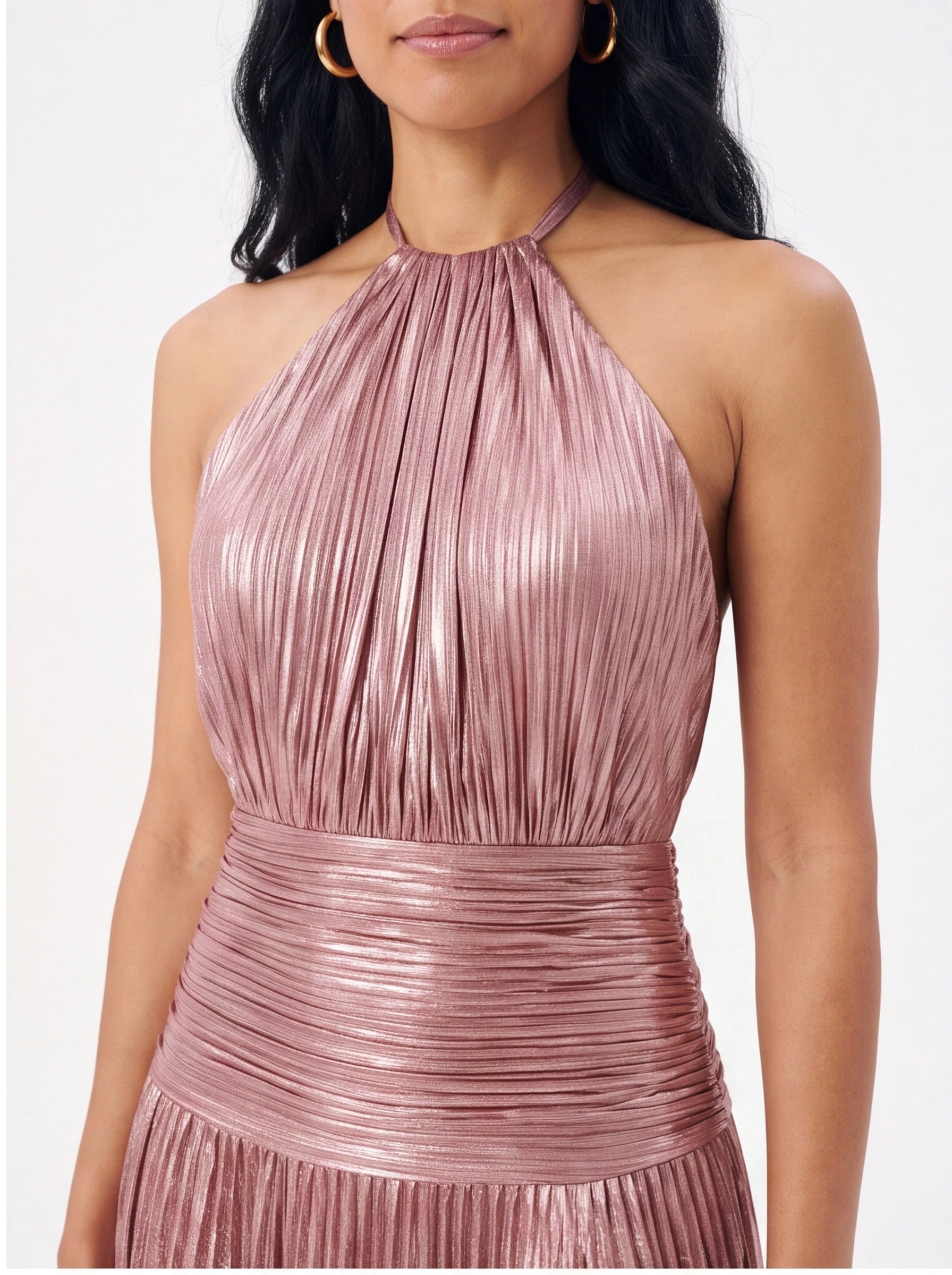 Robe de Soirée Métallique Élégante Longue