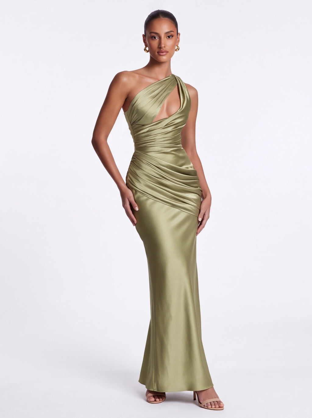 Robe de Soirée Sirène Épaule Asymétrique Taille Cintrée