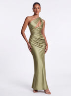 Robe de Soirée Sirène Épaule Asymétrique Taille Cintrée