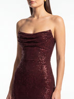 Robe de Soirée Longue Pailletée Sans Manches Élégante