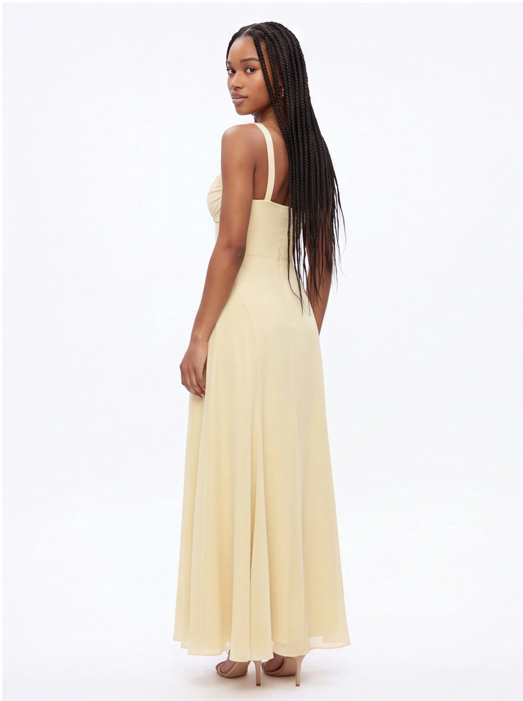 Robe de Soirée Bretelles Col Fendu Élégante