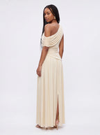 Robe de Soirée Longue Plissée Dos Nu Fendue