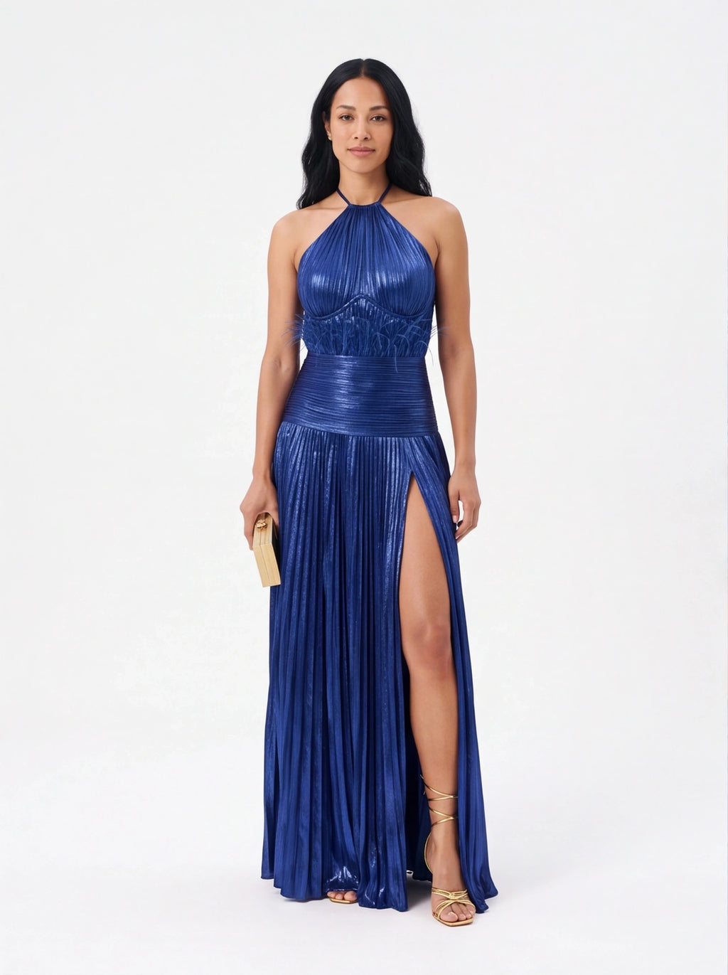 Robe de Soirée Métallique Élégante Longue