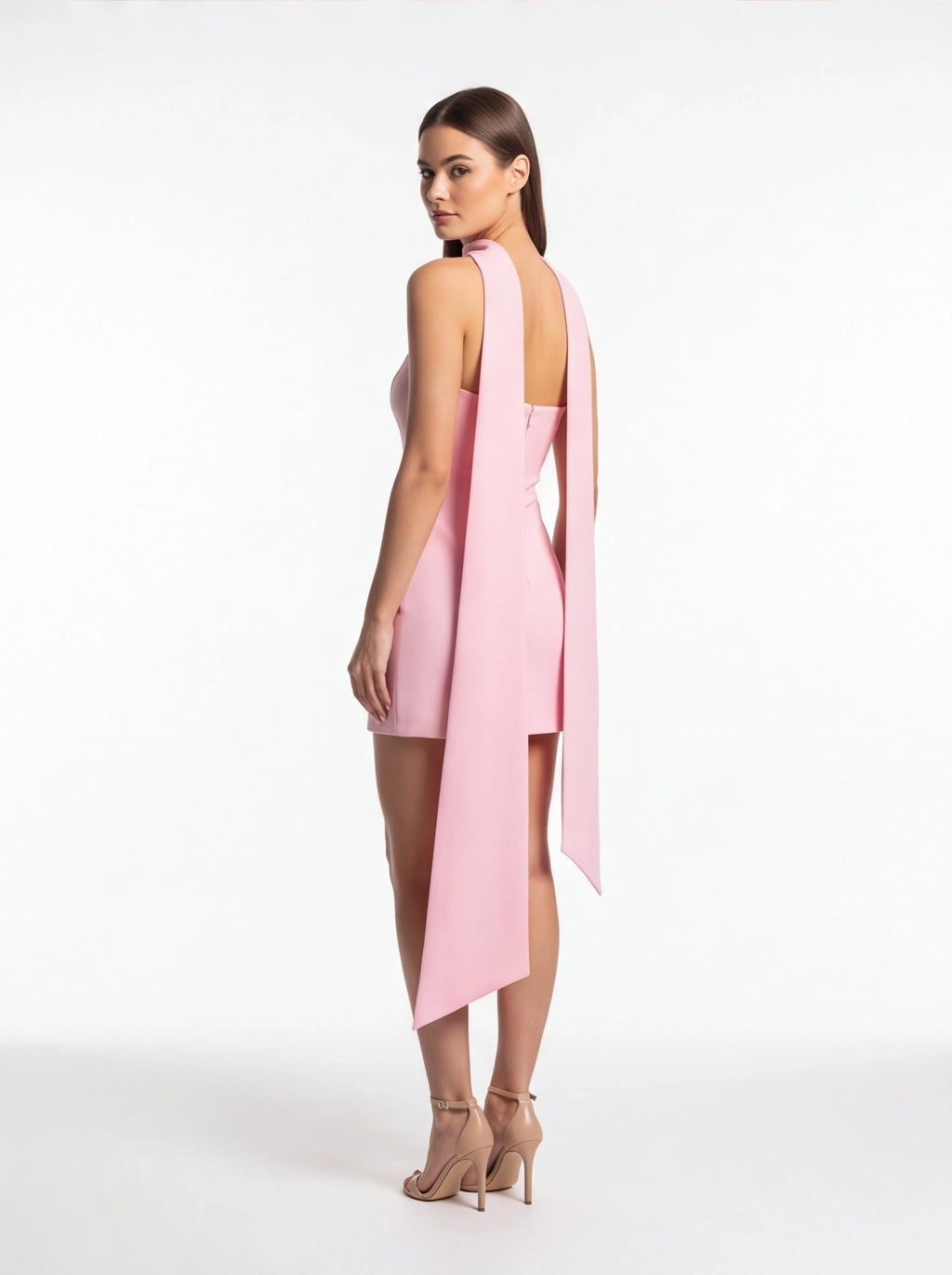 Robe de Soirée Col Licou Ruban Élégante