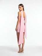 Robe de Soirée Col Licou Ruban Élégante