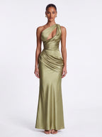 Robe de Soirée Sirène Épaule Asymétrique Taille Cintrée