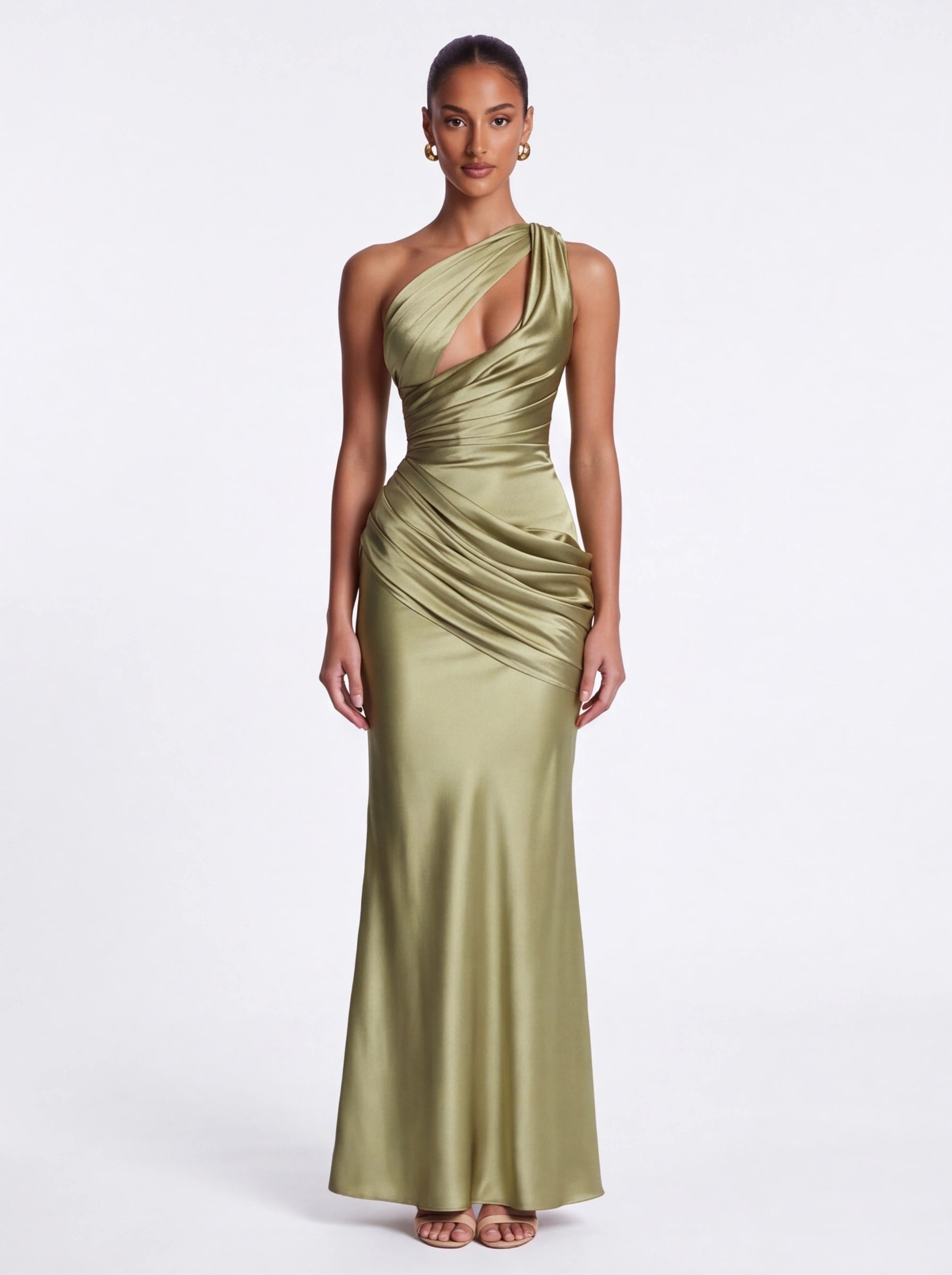 Robe de Soirée Sirène Épaule Asymétrique Taille Cintrée