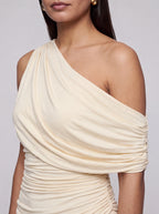 Robe de Soirée Longue Plissée Dos Nu Fendue