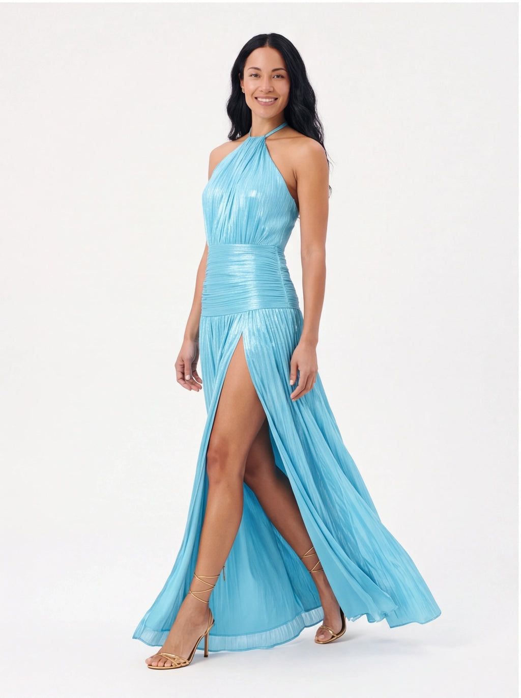 Robe de Soirée Métallique Élégante Longue