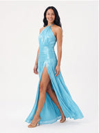 Robe de Soirée Métallique Élégante Longue