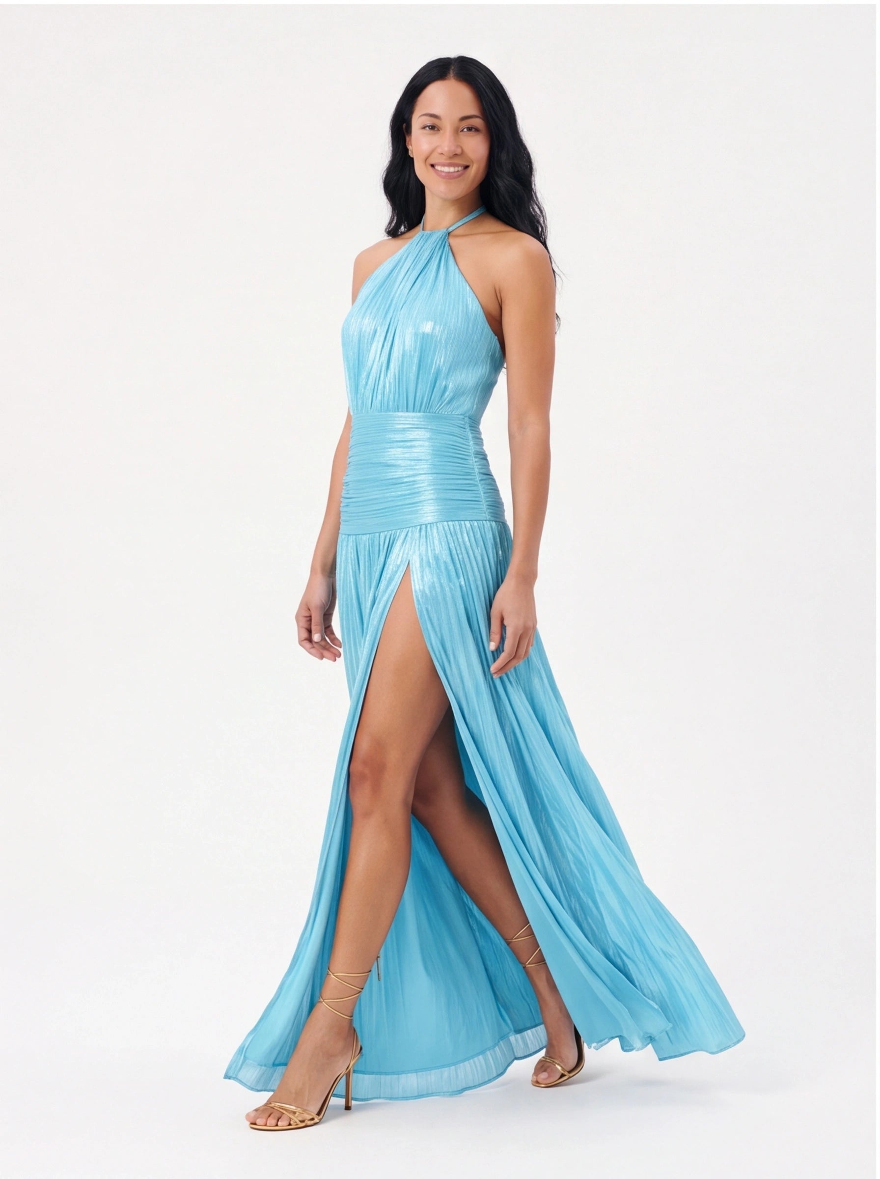 Robe de Soirée Métallique Élégante Longue
