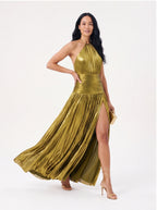 Robe de Soirée Métallique Élégante Longue