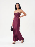Robe de Soirée Satin Pailletée Dos Nu Lacets Glamour