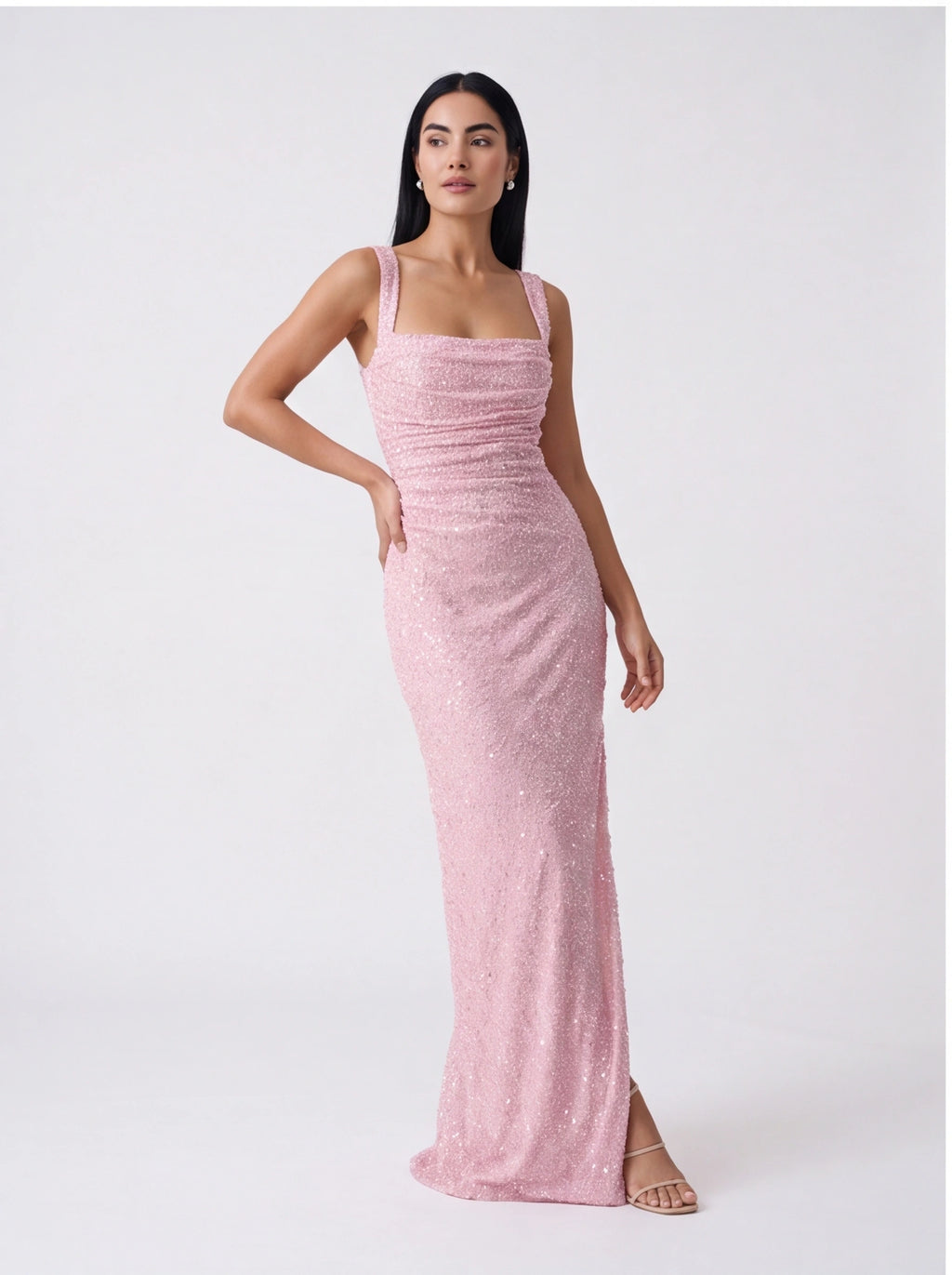Robe de Soirée Longue Bustier Pailletée Fendue Glamour