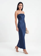 Robe de Soirée Satin Bodycon Dos Nu Chic