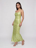 Robe de Soirée Longue Pailletée Dos Nu Élégante