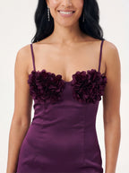 Robe de Soirée Satin Bordeaux Bodycon Dos Nu Élégante