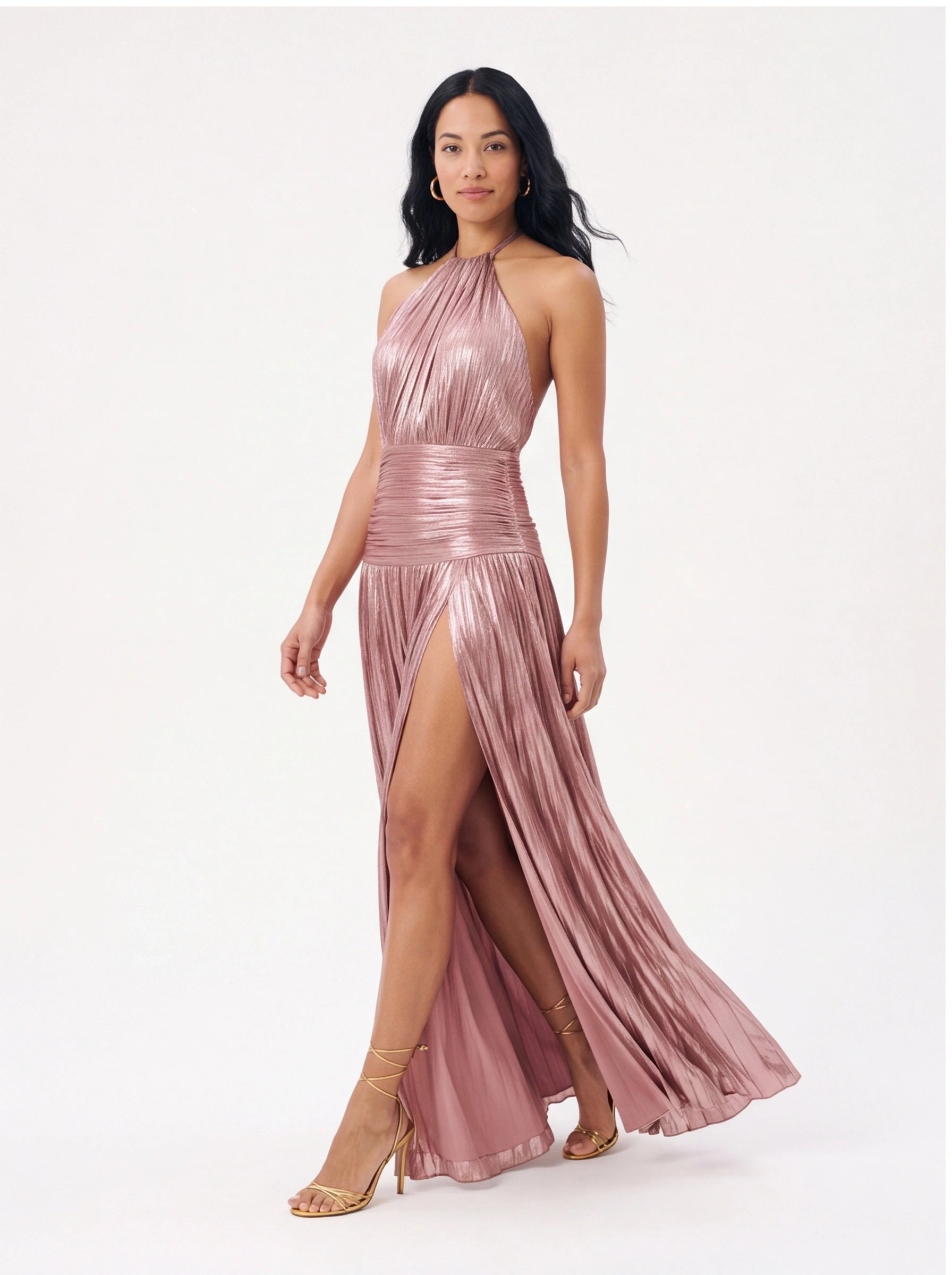 Robe de Soirée Métallique Élégante Longue