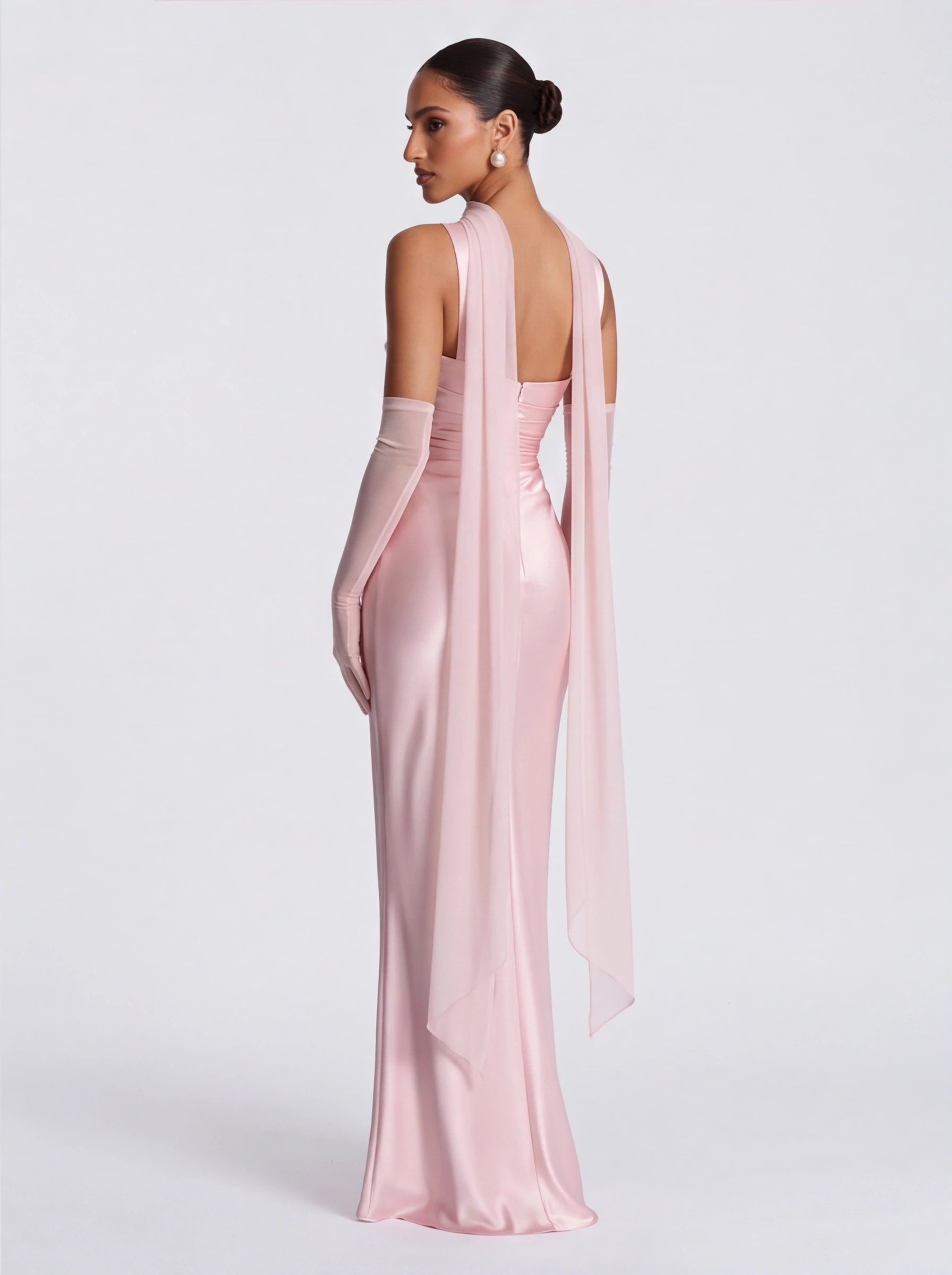 Robe de Soirée Satin Bodycon Bretelles Croisées Élégante