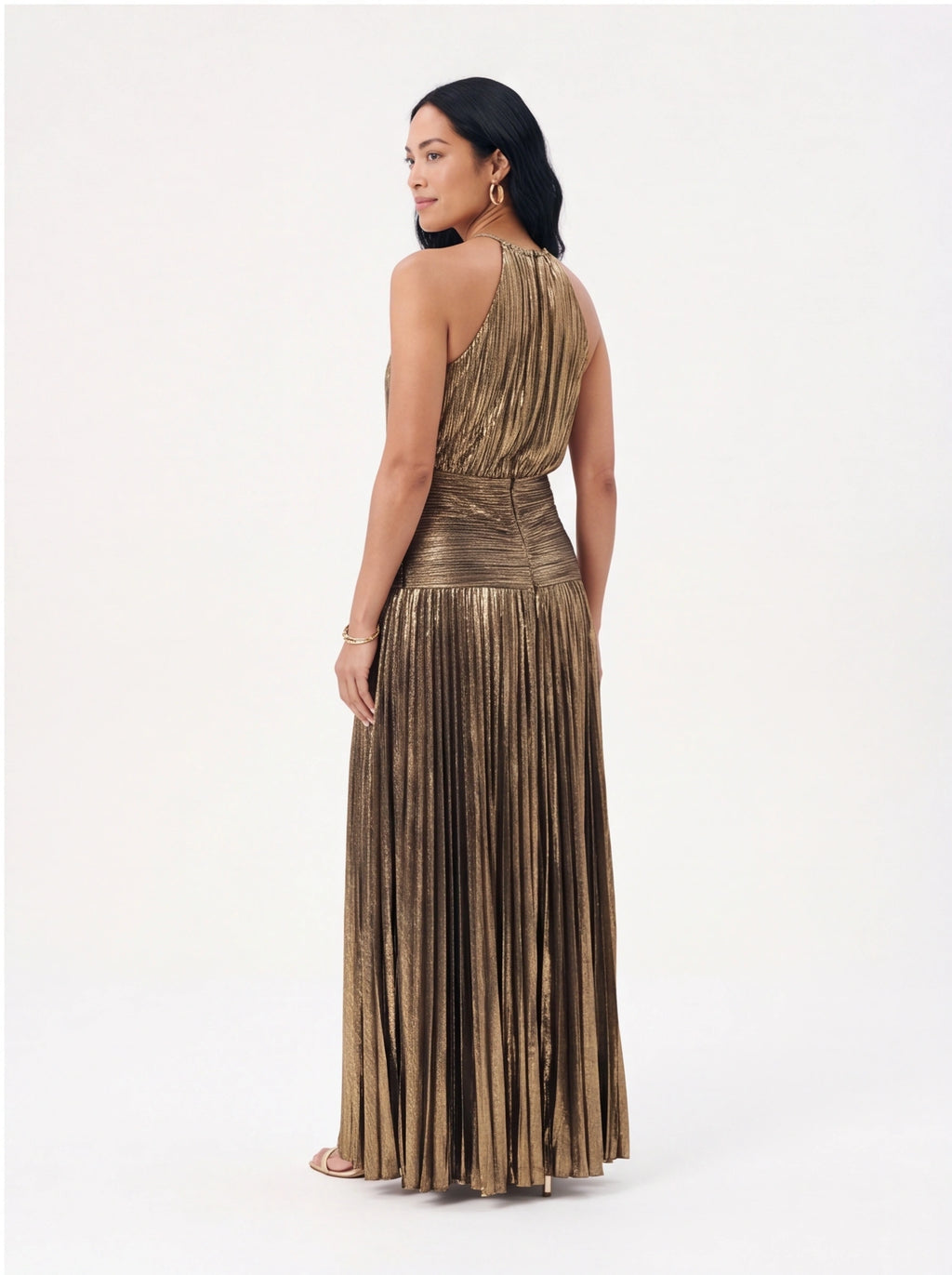 Robe de Soirée Métallique Élégante Longue