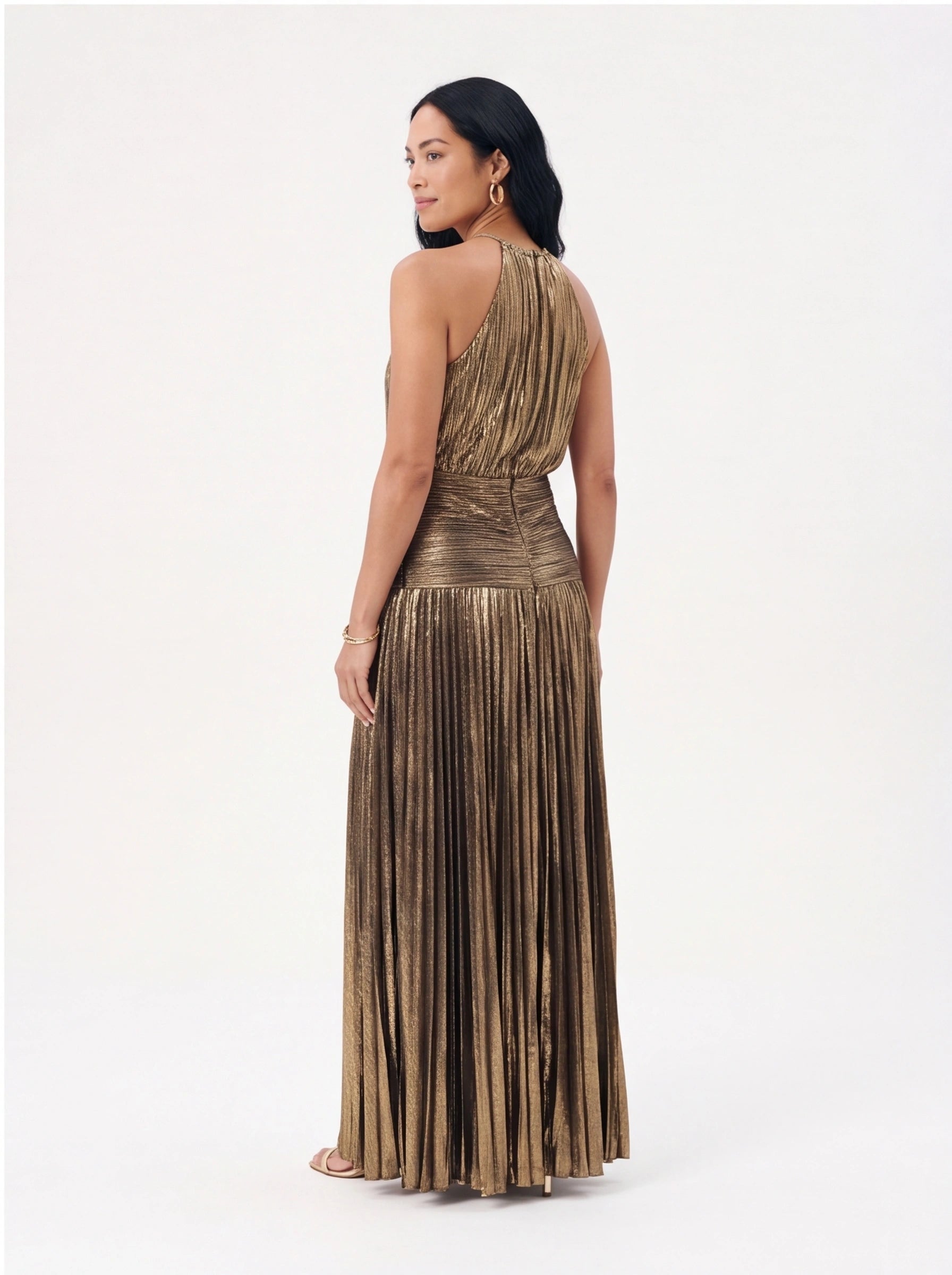 Robe de Soirée Métallique Élégante Longue