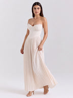 Robe de Soirée Bustier Princesse Style Français Blanc Ivoire