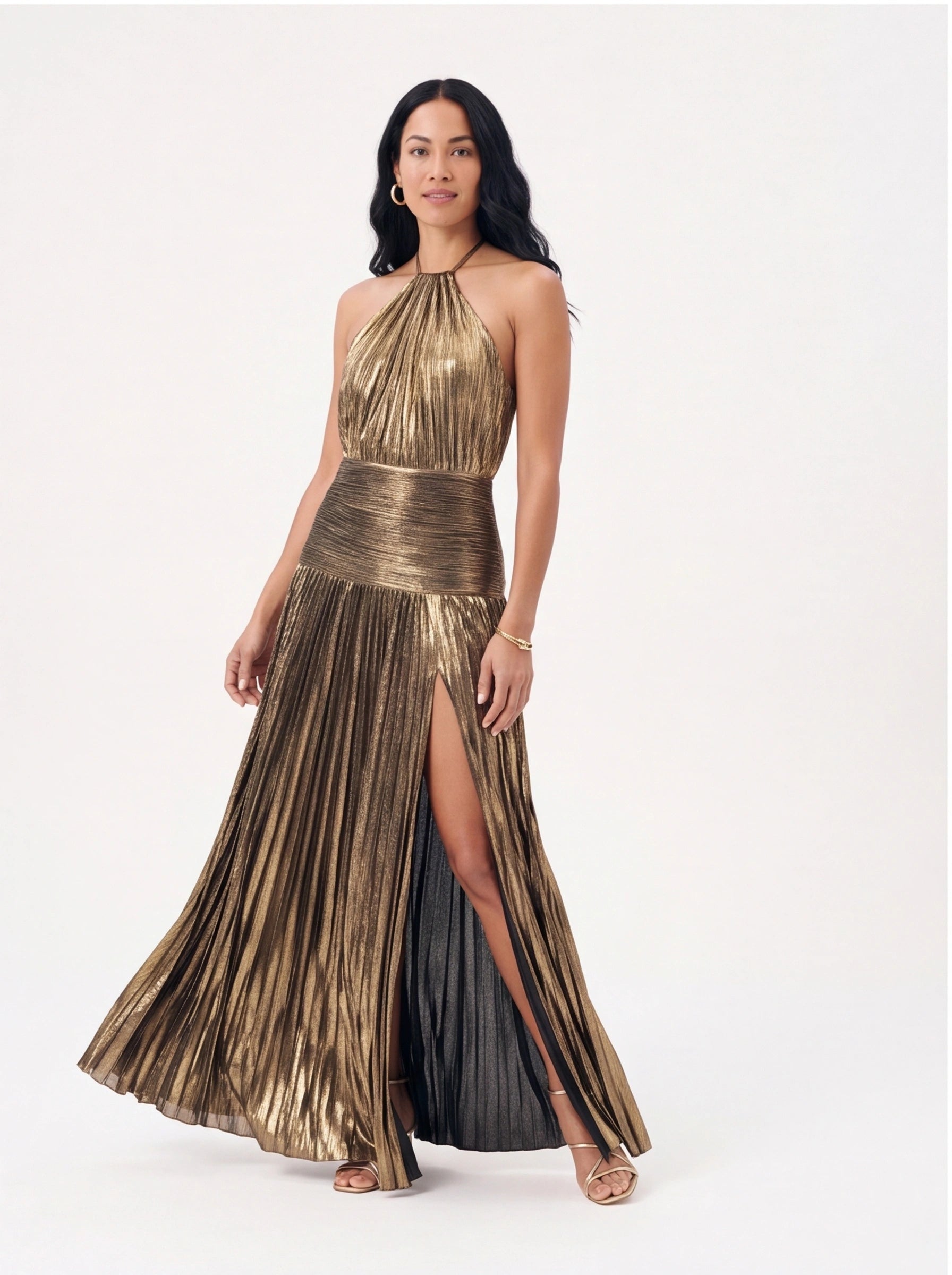Robe de Soirée Métallique Élégante Longue