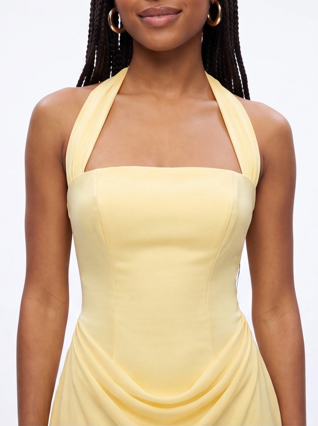 Robe de Soirée Col Licou Taille Cintrée Chic