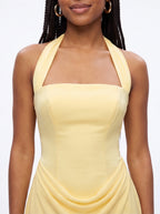 Robe de Soirée Col Licou Taille Cintrée Chic