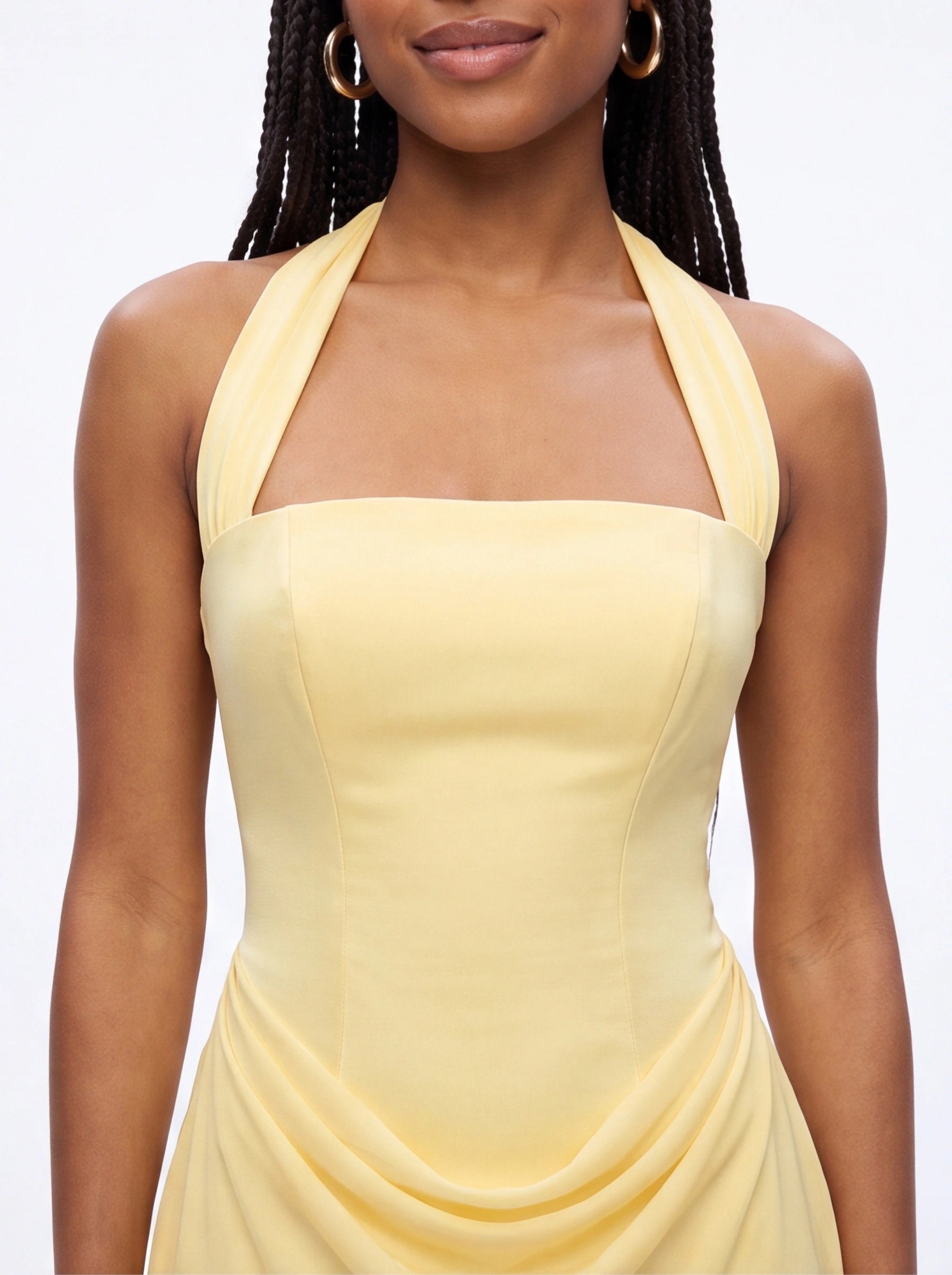 Robe de Soirée Col Licou Taille Cintrée Chic