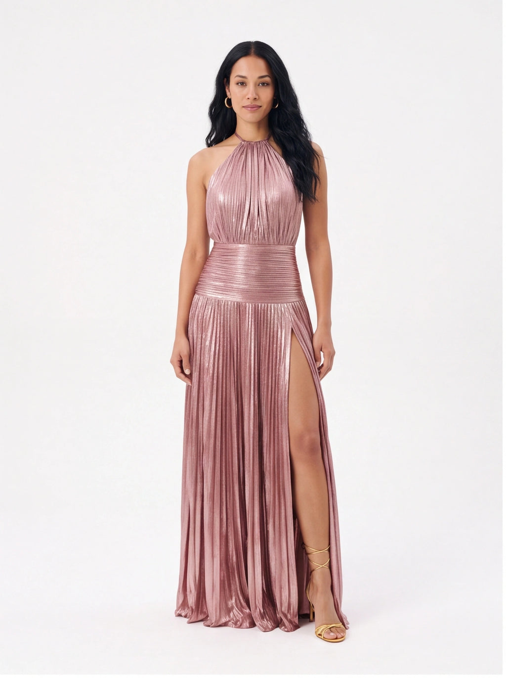 Robe de Soirée Métallique Élégante Longue