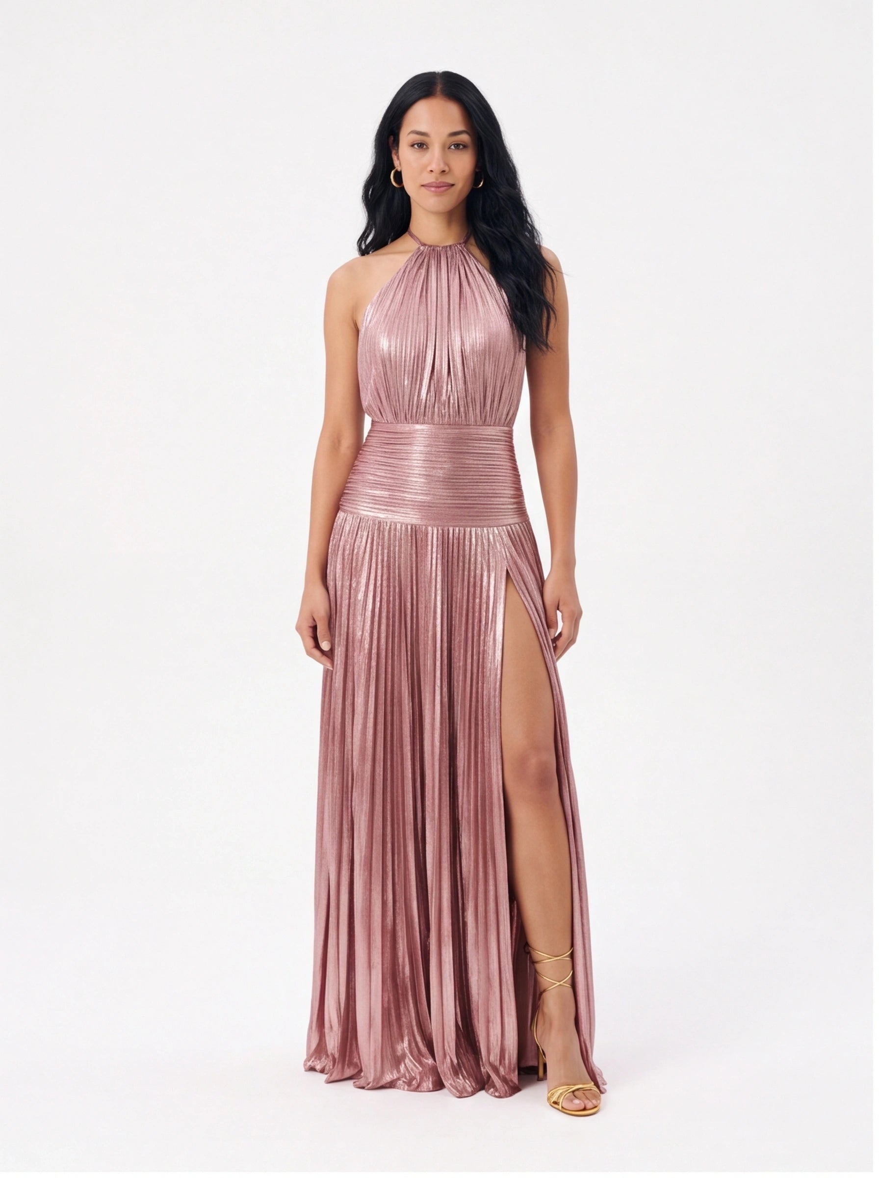 Robe de Soirée Métallique Élégante Longue