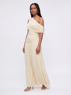 Robe de Soirée Longue Plissée Dos Nu Fendue