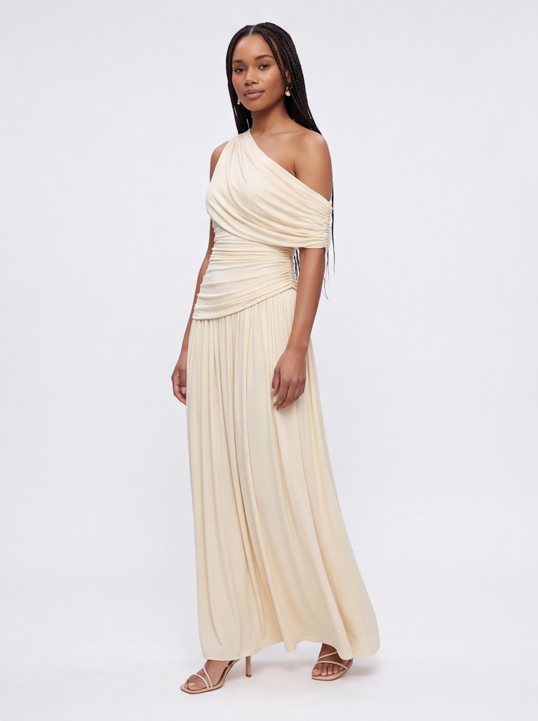 Robe de Soirée Longue Plissée Dos Nu Fendue