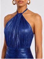 Robe de Soirée Métallique Élégante Longue
