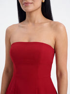 Robe de Soirée Bustier Taille Haute Élégante Femme