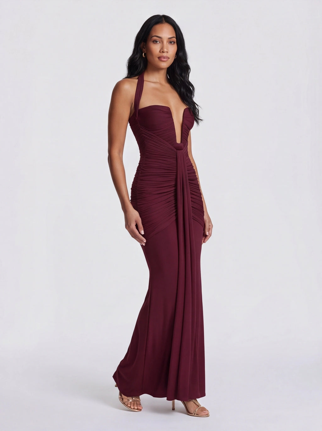 Robe de Soirée Bodycon Col Licou Dos Nu Élégante