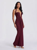 Robe de Soirée Bodycon Col Licou Dos Nu Élégante