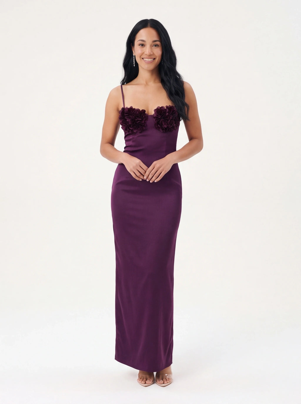 Robe de Soirée Satin Bordeaux Bodycon Dos Nu Élégante