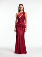 Robe de Soirée Sirène Épaule Asymétrique Taille Cintrée