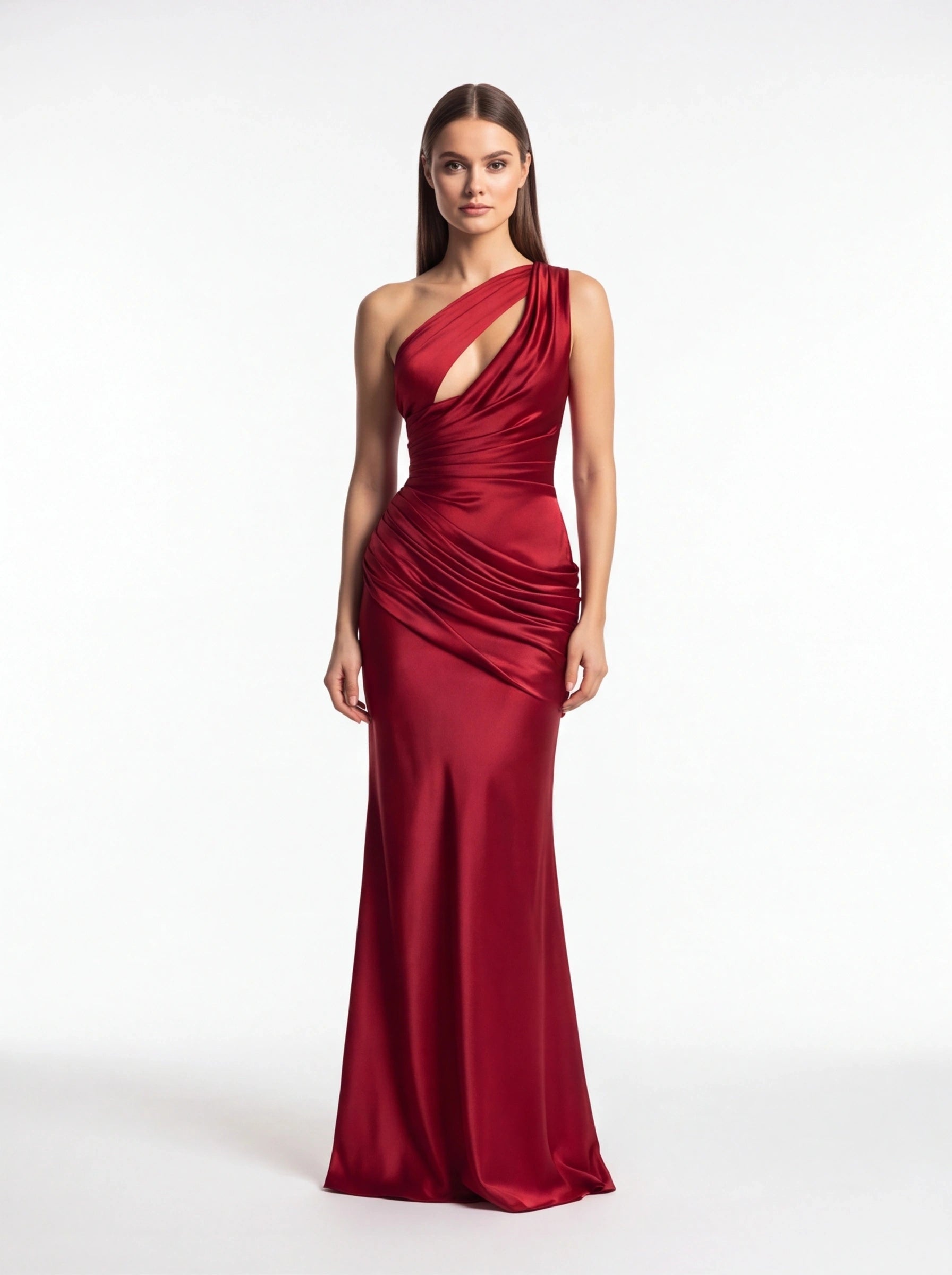 Robe de Soirée Sirène Épaule Asymétrique Taille Cintrée