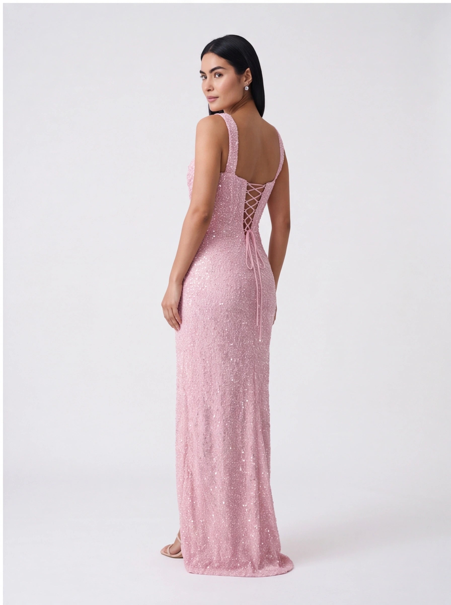 Robe de Soirée Longue Bustier Pailletée Fendue Glamour