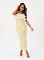 Robe de Soirée Longue à Plume Élégante