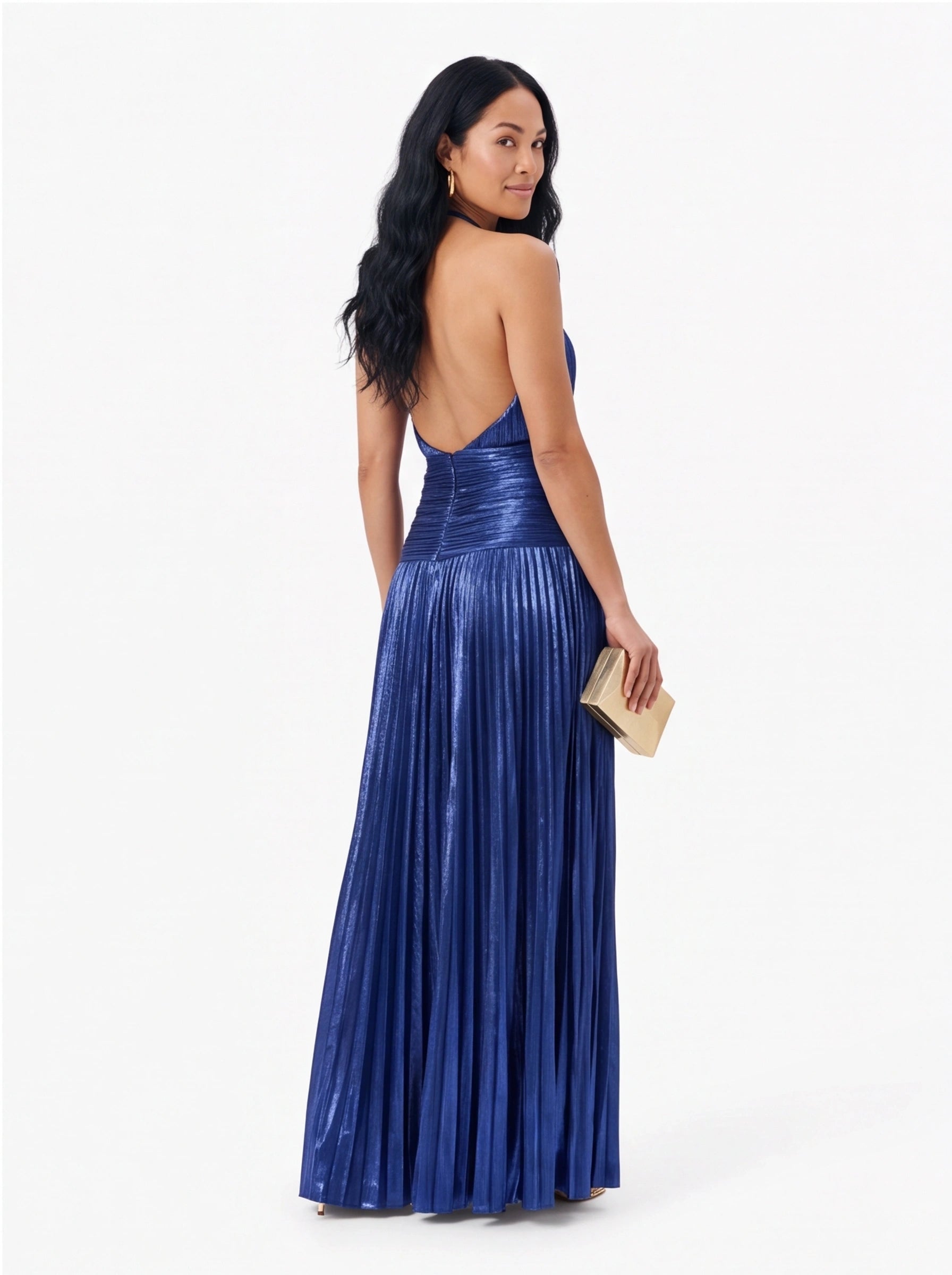 Robe de Soirée Métallique Élégante Longue