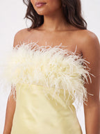 Robe de Soirée Longue à Plume Élégante