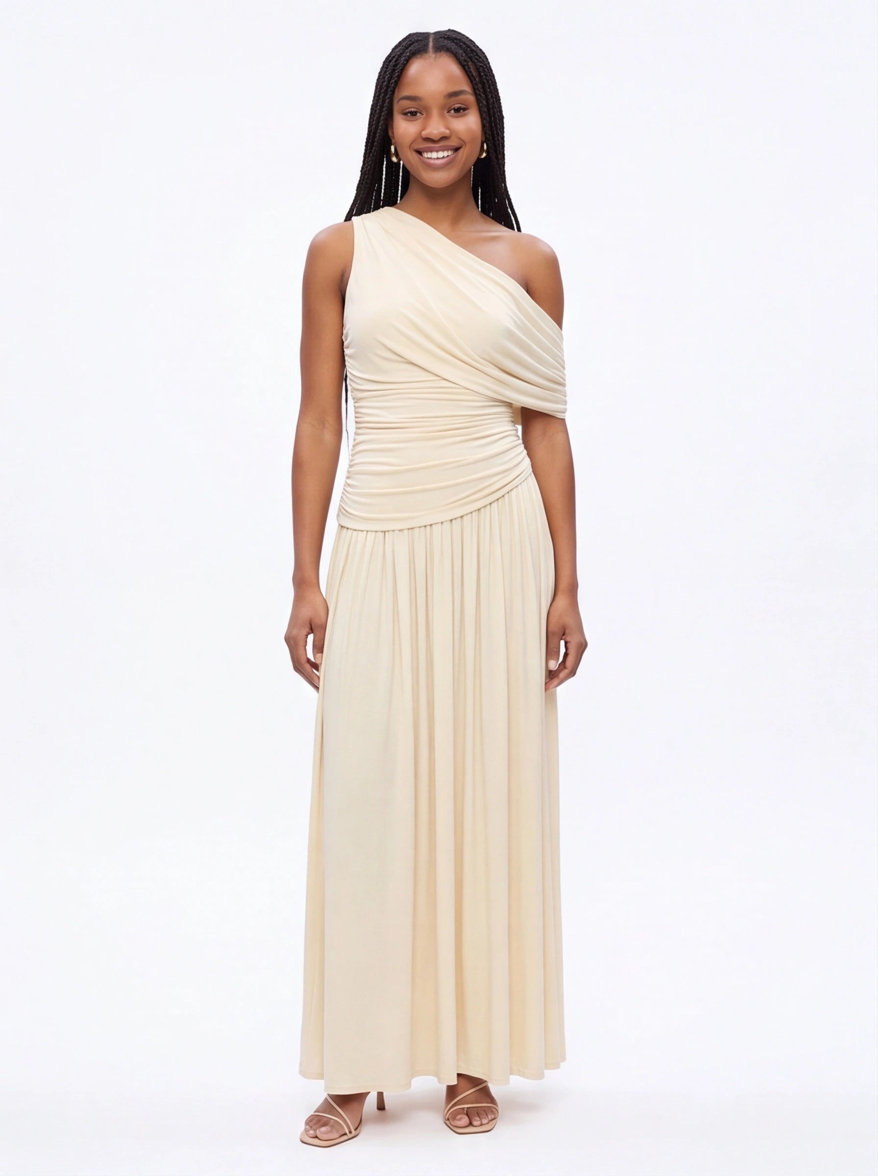 Robe de Soirée Longue Plissée Dos Nu Fendue