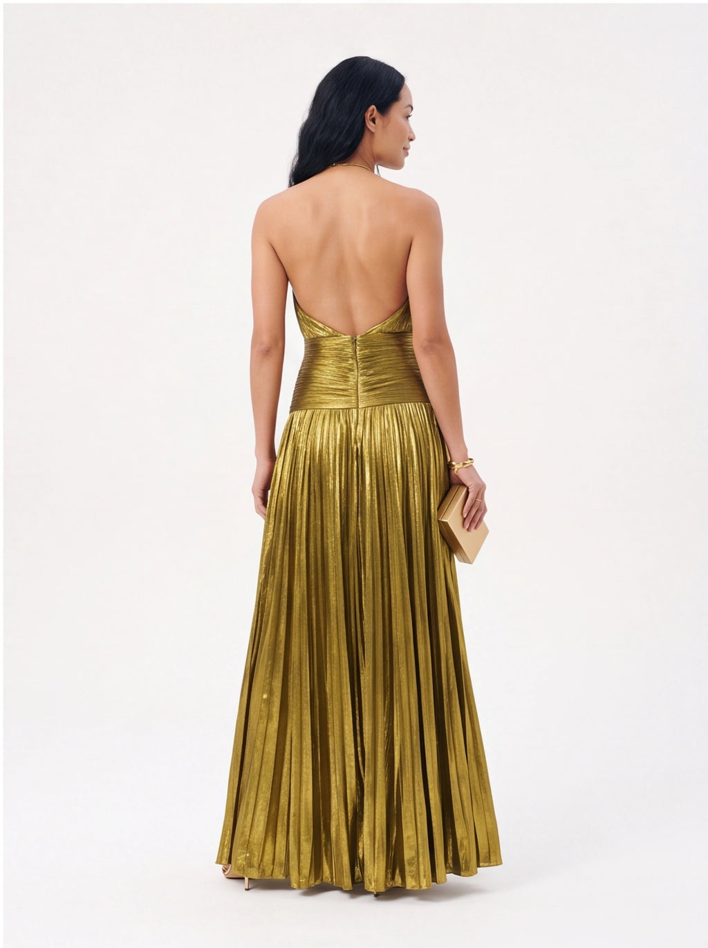 Robe de Soirée Métallique Élégante Longue