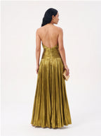 Robe de Soirée Métallique Élégante Longue