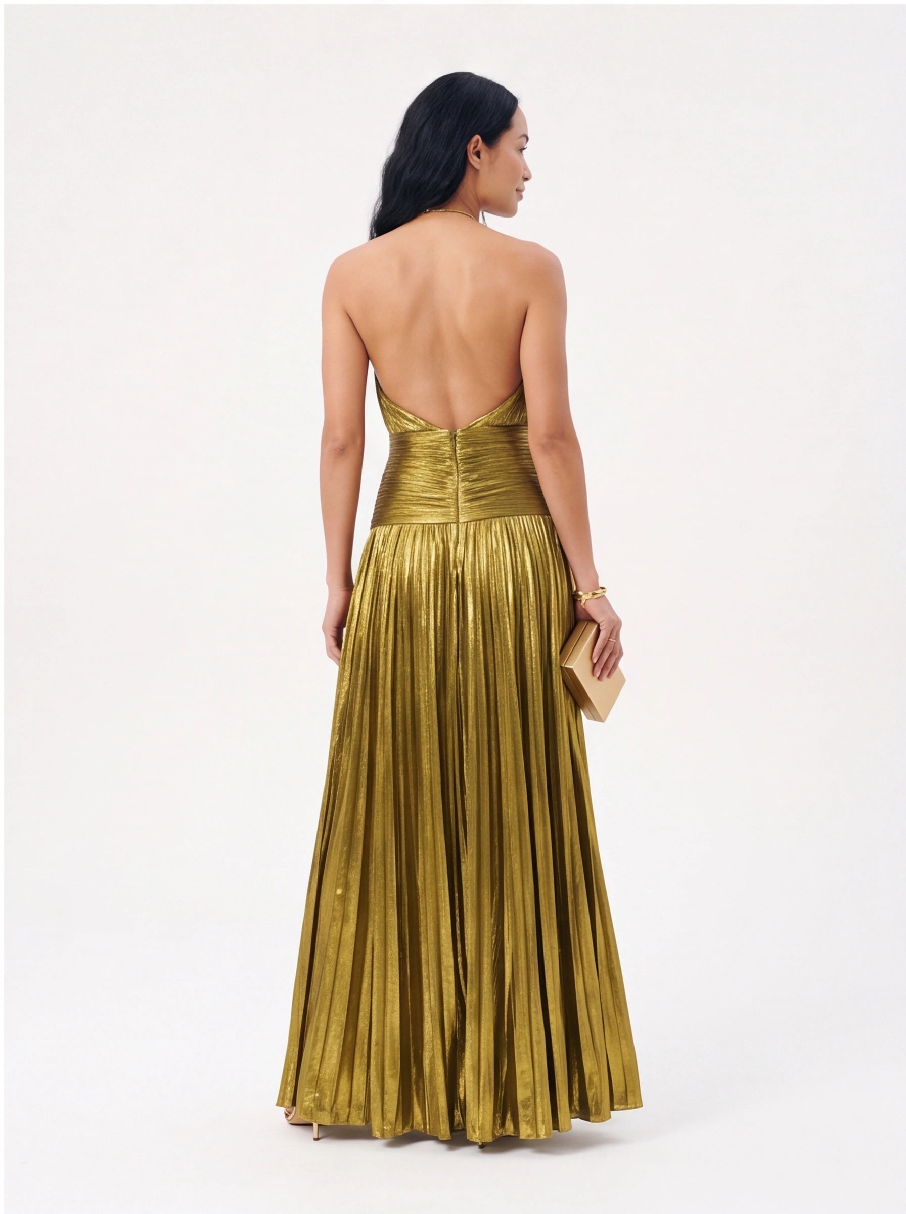 Robe de Soirée Métallique Élégante Longue